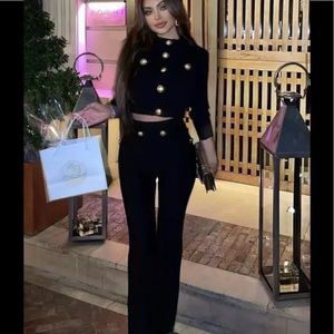 🎉 New Summer Bandage Long Sleeve Button Jacket & Pants Set